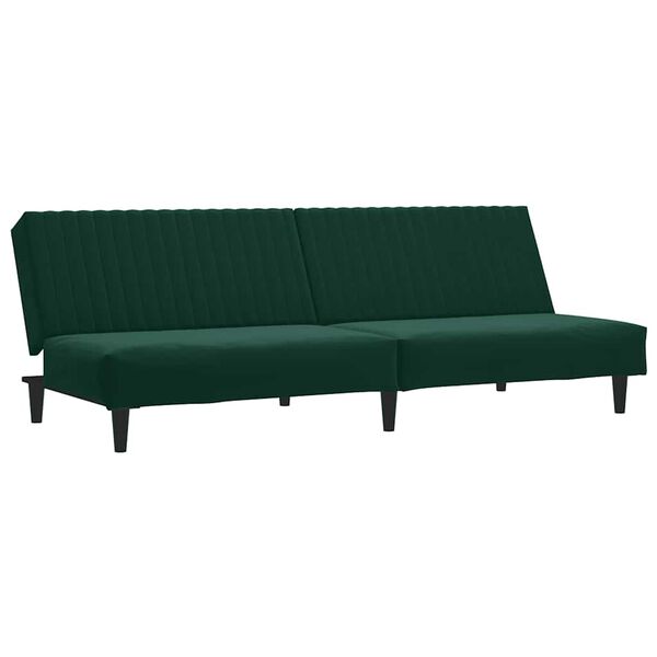 vidaXL Dvivietė sofa-lova, tamsiai žalios spalvos, aksomas
