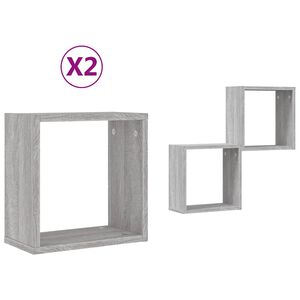 vidaXL Wall Cube lentynos 2 vnt Pilka Sonoma 30x15x30 cm