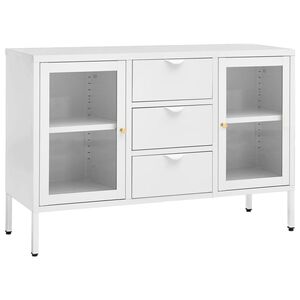 vidaXL &Scaron;oninė spintelė, balta, 105x35x70cm, plienas/grūdintas stiklas