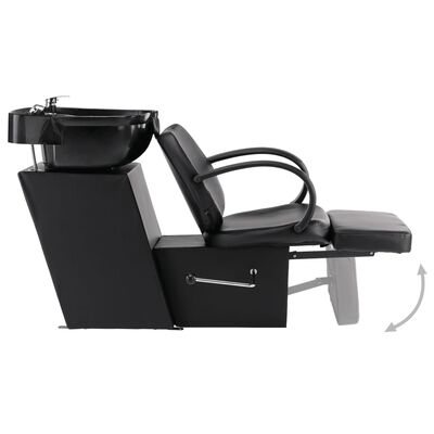 vidaXL Kirpyklos kėdė su plautuve, juodos spalvos, dirbtinė oda