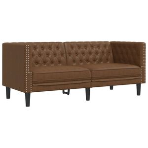 vidaXL Dvivietė chesterfield sofa, rudos spalvos, dirbtinė oda