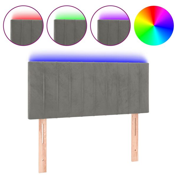 vidaXL Galvūgalis su LED, &scaron;viesiai pilkas, 80x5x78/88cm, aksomas