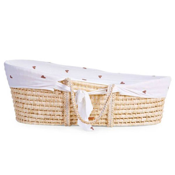 CHILDHOME Mozės lop&scaron;ys su čiužiniu ir uždangalu, natūralus/&scaron;irdelės