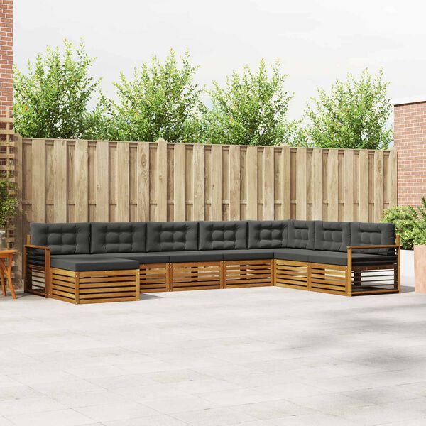 vidaXL Sofų komplektai su pagalve 8 pcs Natūralus ir antracitas