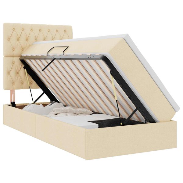 vidaXL Lova su daiktų laikymo vieta ir čiužiniu Kremas 100 x 200 cm