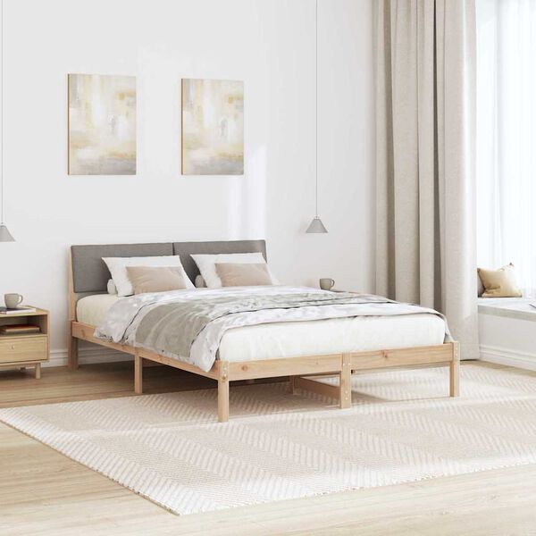 vidaXL Lovos rėmas Ruda ir taupe 135 x 190 cm Pu&scaron;ies masyvas