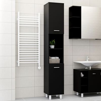 vidaXL Vonios kambario spintelė, juodos spalvos, 30x30x179cm, MDP