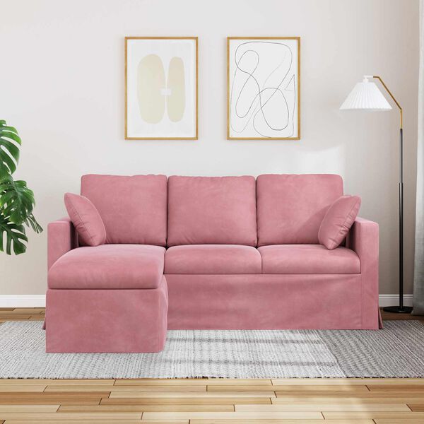 vidaXL Sofa Rožinė Bendri matmenys: 178 x 134 cm (P X G x A) Aksomas