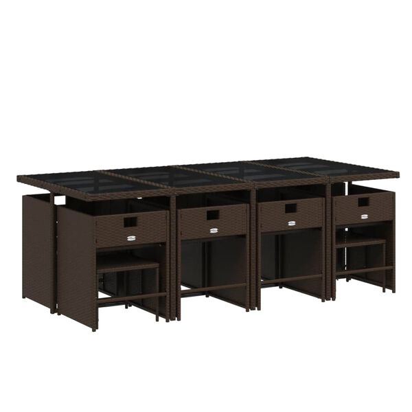 vidaXL Sodo komplektas su pagalvėlėmis, 13 dalių, rudas, poliratanas