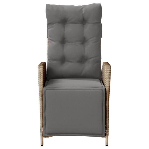 vidaXL Atlošiama sodo kėdė su pakoja, smėlio mišinys, poliratanas