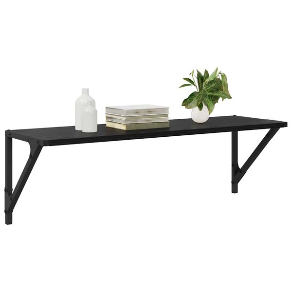 vidaXL Sieninės lentynos 2 pcs Juodas ąžuolas 80 x 25 x 25,5 cm