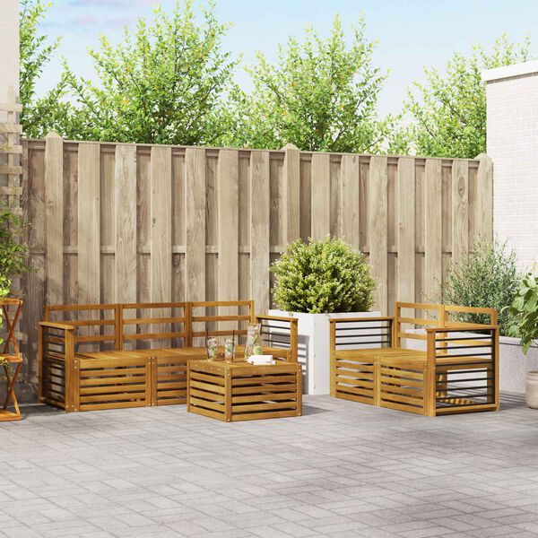 vidaXL Sofų komplektai 6 pcs Natūrali Kietos akacijos mediena