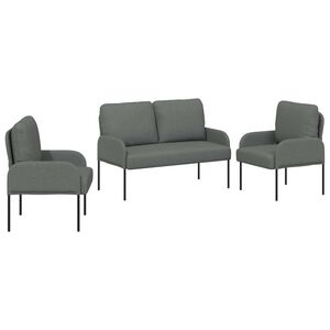 vidaXL Sofų komplektai 3 pcs Tamsiai pilka 115 x 56 x 80 cm fanera