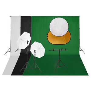 vidaXL Fotostudijos rinkinys su &scaron;viestuvais, fonu ir reflektoriumi