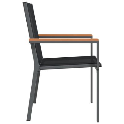 vidaXL Sodo kėdės, 2vnt., juodos, 55x61,5x90cm, tekstilenas ir plienas