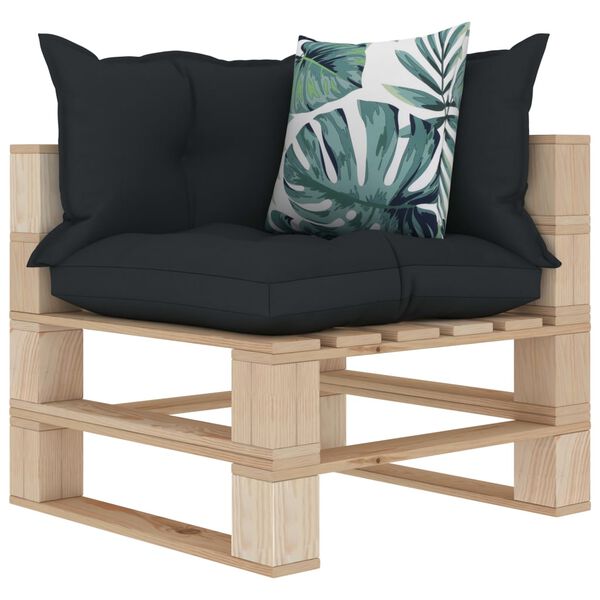 vidaXL Poilsio komplektas i&scaron; palečių su pagalvėmis, 8 dalių, mediena