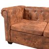 vidaXL Chesterfield kampinė &scaron;e&scaron;iavietė sofa, dirbtinė oda, ruda