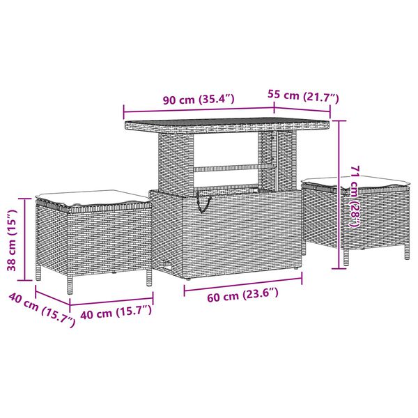 vidaXL Sodo Sofų Rinkinys su pagalve 11 pcs Juoda poliratanas