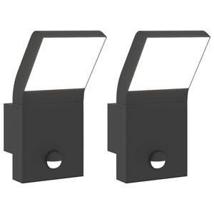 vidaXL Lauko LED &scaron;viestuvai su jutikliais, 2vnt., juodi, aliuminis
