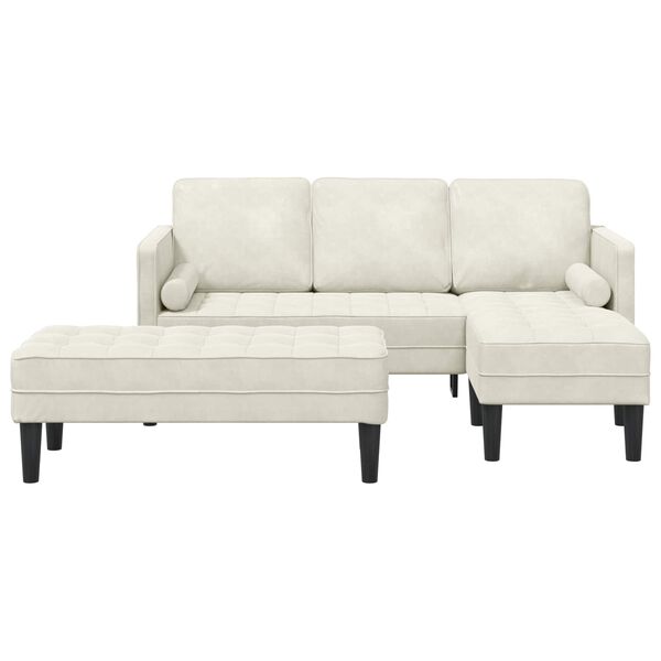 vidaXL Sofos komplektas su pagalve 2 pcs Kreminė Poliesteris