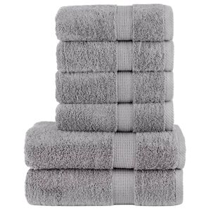 vidaXL Rank&scaron;luosčių rinkinys SOLUND, 6vnt., pilki, 600g/m&sup2;