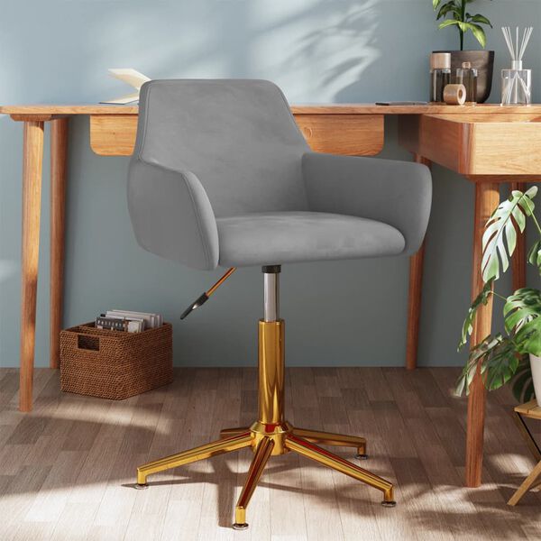 vidaXL Pasukama valgomojo kėdė, &scaron;viesiai pilkos spalvos, aksomas