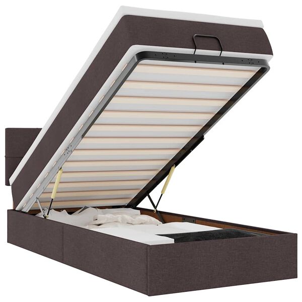 vidaXL Osmanų lovos rėmas su čiužiniu, rudas, 80x200cm, audinys