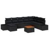 vidaXL Sodo Sofų Rinkinys su pagalve 9 pcs Juoda poliratanas