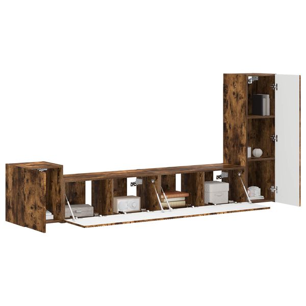 vidaXL TV spintelių komplektas 3 pcs Rūkyta ąžuolas Apdirbta mediena