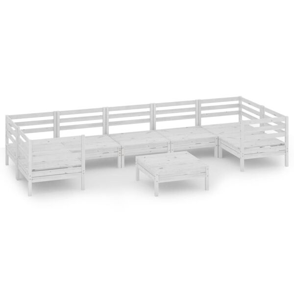 vidaXL Sodo poilsio baldų komplektas, 8 dalių, baltas, pu&scaron;ies masyvas