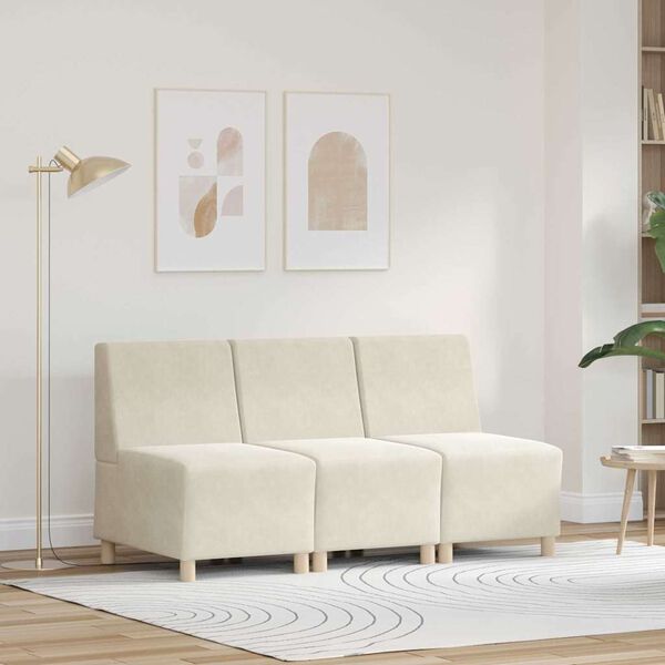 vidaXL Modulinis sofa vienetas be rankų 3 pcs Kreminė 55 x 74 x 82 cm