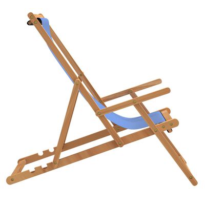 vidaXL Sulankstoma paplūdimio kėdė, mėlynos spalvos, tikmedžio masyvas