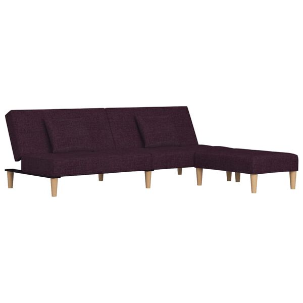 vidaXL Dvivietė sofa-lova su pagalvėmis ir pakoja, violetinė, audinys
