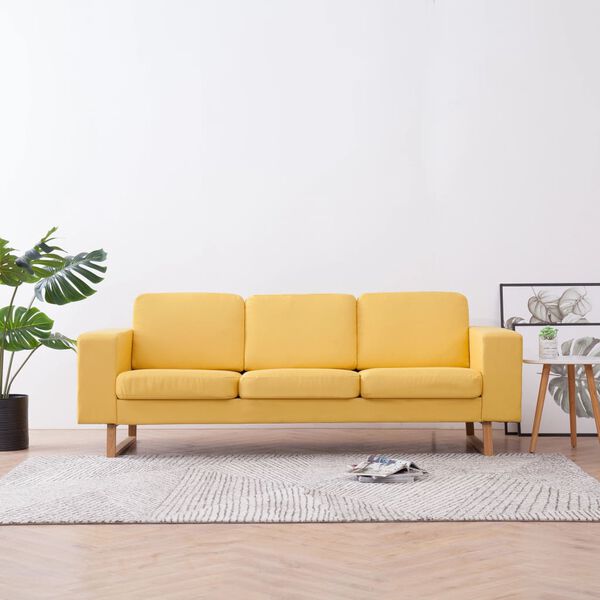 vidaXL Trivietė sofa, geltona, audinys