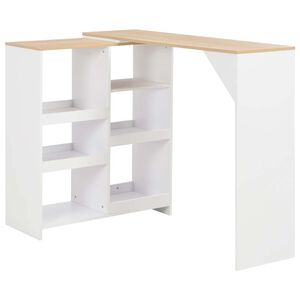 vidaXL Baro stalas su judinama lentyna, baltas, 138x39x110cm