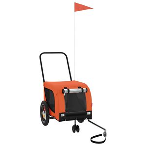vidaXL Dviračio priekaba augintiniams, oranžinė/juoda, audinys/geležis