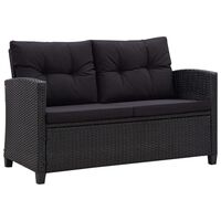 vidaXL Dvivietė sodo sofa su pagalvėlėmis, juoda, 124cm, poliratanas