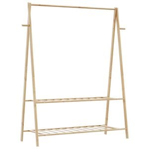 vidaXL Drabužių kabykla su lentynomis, 132x45,5x150,5cm, bambukas
