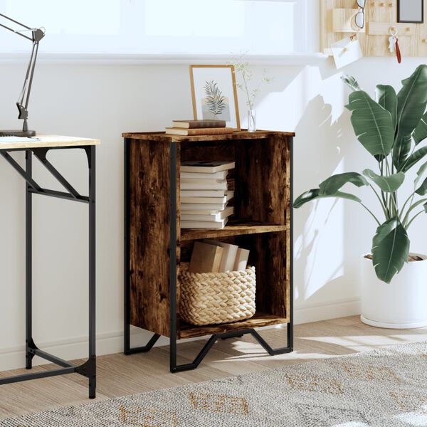 vidaXL Knygų spinta, dūminio ąžuolo, 50x31x74,5cm, apdirbta mediena