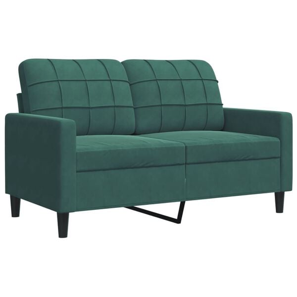 vidaXL Dvivietė sofa, tamsiai žalios spalvos, 120cm, aksomas