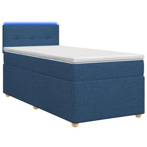 vidaXL Spyruoklinė lova su čiužiniu Mėlyna 90 x 200 cm Audinys
