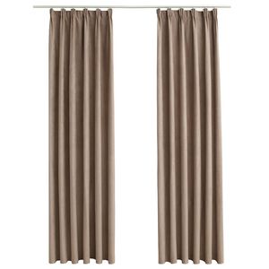 vidaXL Naktinės užuolaidos su kabliukais, 2vnt., taupe, 140x225cm