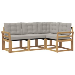 vidaXL Lauko sofos komplektas su pagalve 4 pcs Balta ir &scaron;viesiai pilka