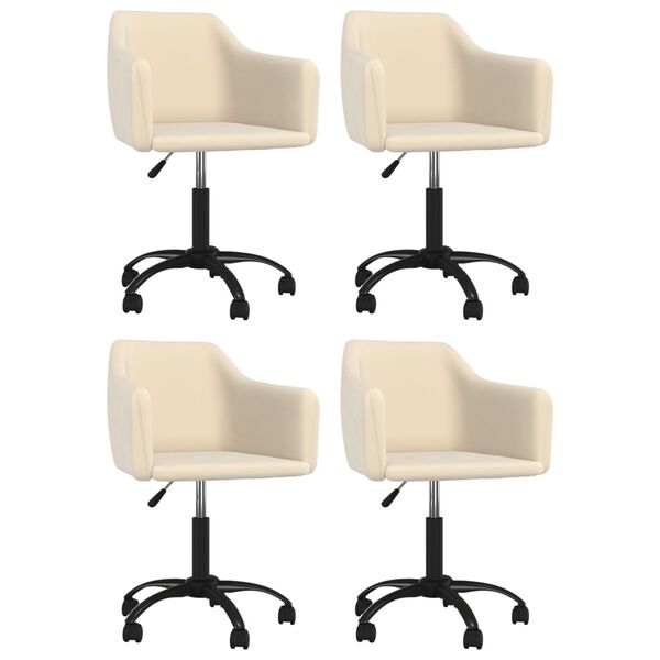 vidaXL Pasukamos valgomojo kėdės, 4vnt., kreminės spalvos, aksomas