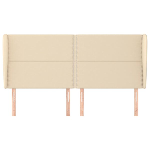 vidaXL Galvūgalis su auselėmis, kreminis, 163x23x118/128cm, audinys