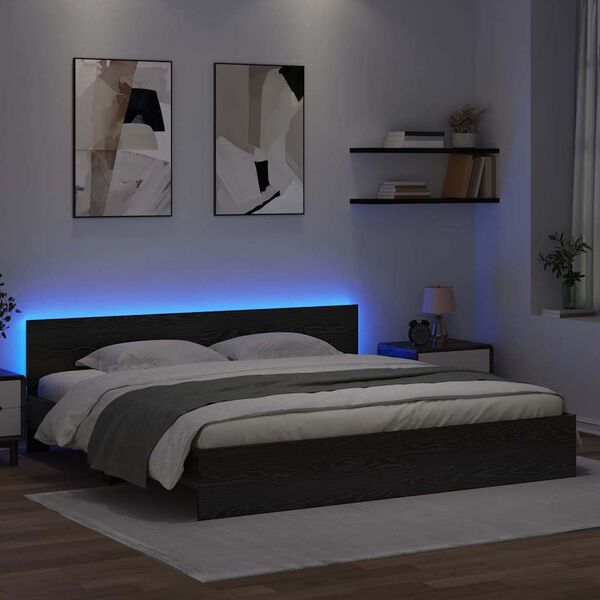 vidaXL Lovos rėmas Juodas ąžuolas 200 x 200 cm Apdirbta mediena