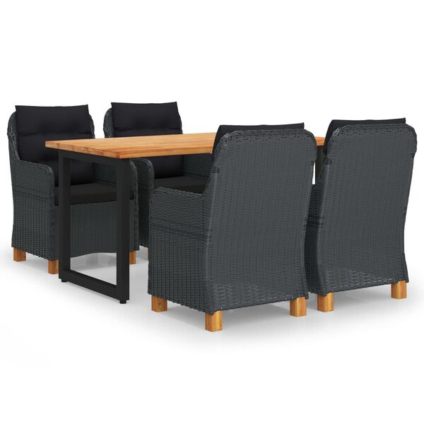 vidaXL Sodo komplektas su pagalvėlėmis, 5 dalių, pilkas, poliratanas