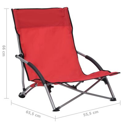 vidaXL Sulankstomos paplūdimio kėdės, 2vnt., raudonos spalvos, audinys