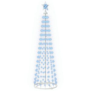 vidaXL LED kūginė kalėdinė eglutė 180 cm 250 LED Mėlyna Plienas Balta