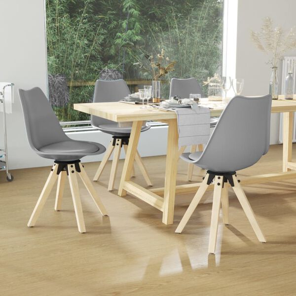 vidaXL Pasukamos valgomojo kėdės, 4vnt., pilkos spalvos, PP